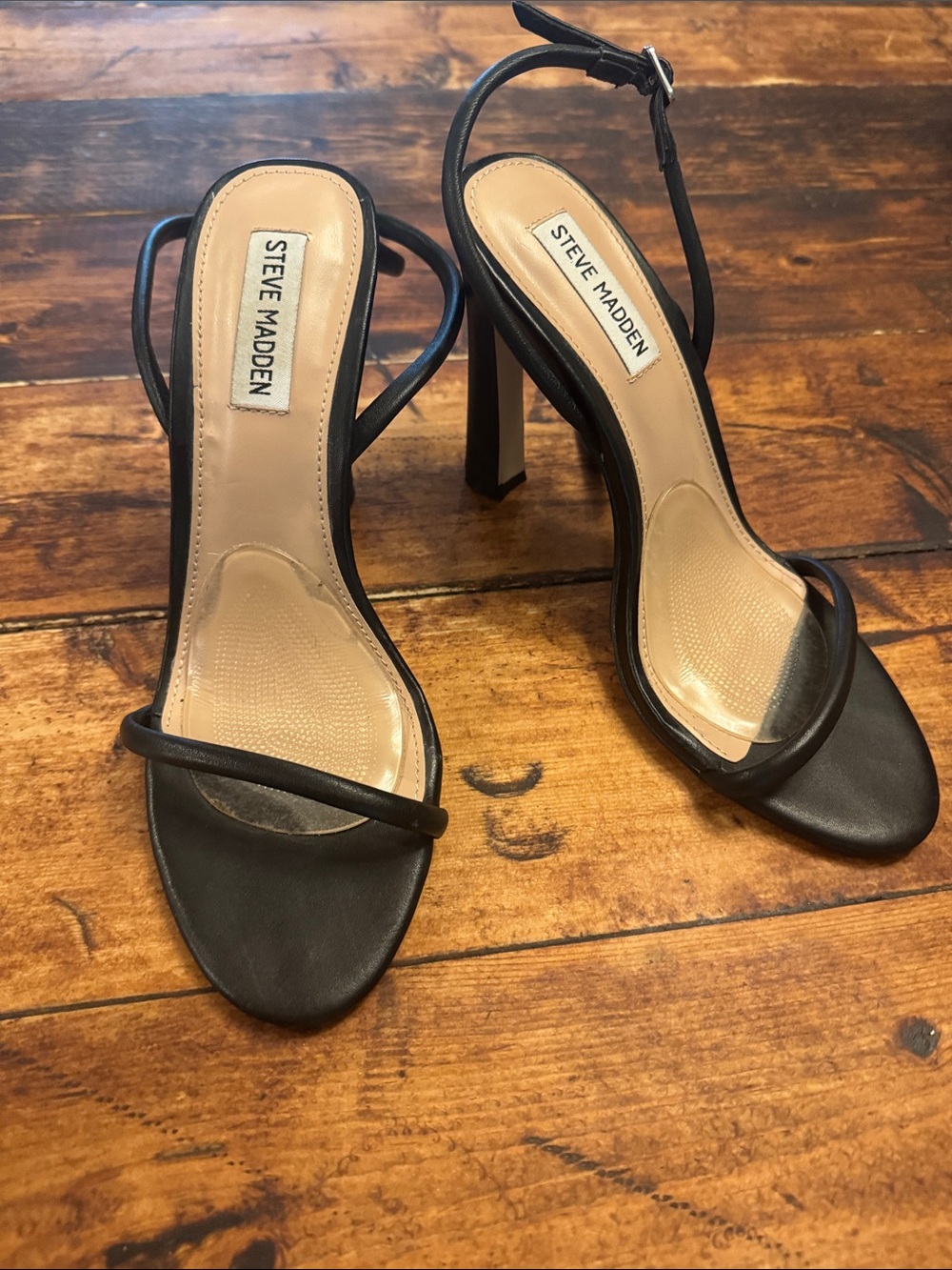 Steve Madden Black Minimalist Strappy High Heels